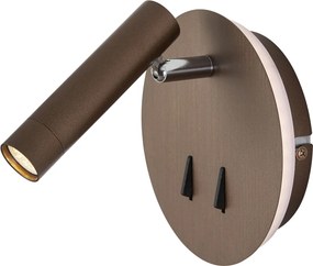 Candeeiro de Parede Moderno Bronze Escuro Com LED e USB-C - Croft