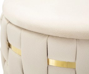 PUFE COM ARMAZENAMENTO CONJUNTO DE 2 PEÇAS Ø 37X42-28X35 CM CREME E DOURADO