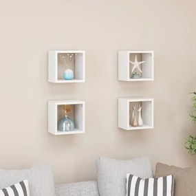 vidaXL Prateleiras de parede em forma de cubo 4 pcs 22x15x22 cm branco