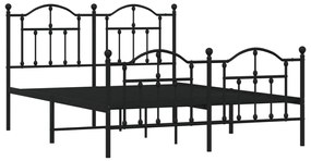 Estrutura de cama com cabeceira e pés 140x190 cm metal preto