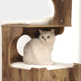 Arranhador para Gatos com caverna 66 x 42 x 88 cm Castanho Vintage-branco