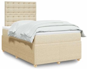 Cama com molas/colchão 120x200 cm tecido cor creme