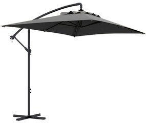 Outsunny Chapéu de Sol Excêntrico 294x193 cm Chapéu de Sol de Jardim com Base Cruzada e Manivela Impermeavel Proteção UV Cinza Escuro | Aosom Portugal