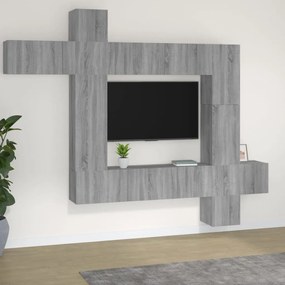 vidaXL Conjunto móveis de TV 9 pcs madeira processada sonoma cinza