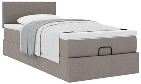 Cama otomana com colchão 100x200 cm tecido cinza