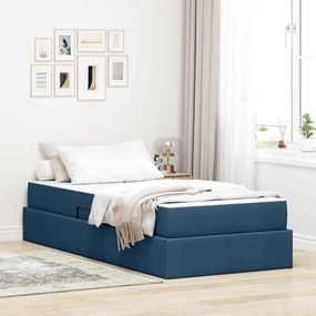 vidaXL Cama com arrumação e colchão Azul 90 x 200 cm Poliéster