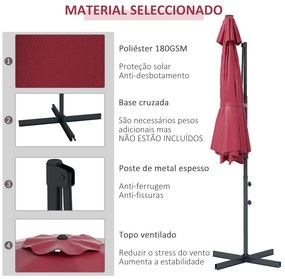 Chapéu de Sol Excêntrico Ø294x242 cm Chapéu de Sol de Jardim com Altur