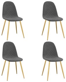 Cadeiras de jantar 4 pcs veludo cinzento-escuro