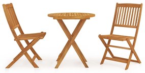 vidaXL 3 pcs conjunto jantar dobrável p/ jardim madeira acácia maciça