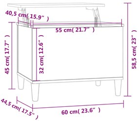 Mesa centro 60x44,5x45 cm derivados de madeira branco brilhante