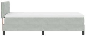 Cama Box Spring com Colchão Cinza Claro 90x200 cm Veludo