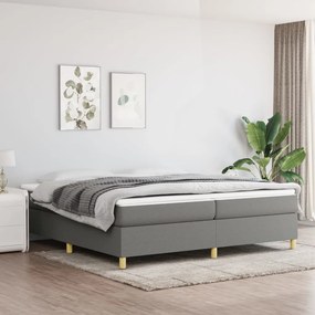vidaXL Estrutura de cama com molas 200x200 cm tecido cinzento-escuro