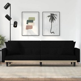 Sofá-cama com almofadões tecido preto