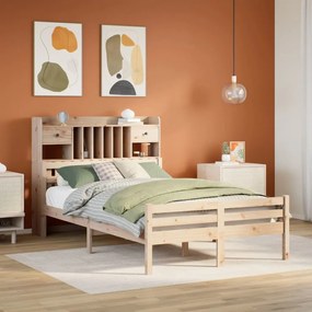 vidaXL Cama com estante sem colchão 120x200 cm pinho maciço