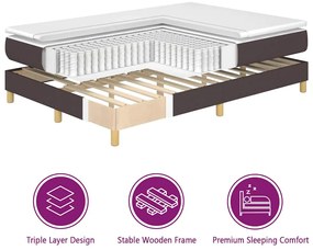 Cama Box com Colchão - Castanho Escuro, 140x200 cm, Tecido