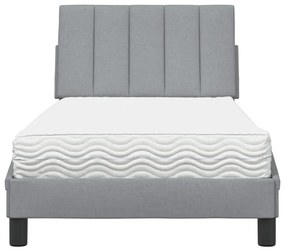 Cama com colchão 90x190 cm tecido cinzento-claro