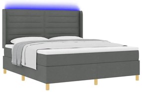 Cama Box com Colchão e LED vidaXL Cinza Escuro 180x200 cm Tecido