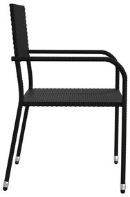 5 pcs conjunto de jantar p/ jardim vime PE preto