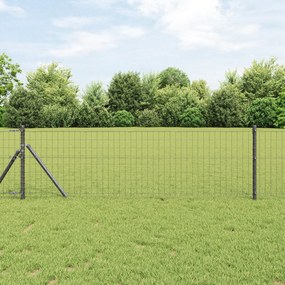 Cerca Euro com 13 Postes 0,6x25 m de Aço Galvanizado Cinza