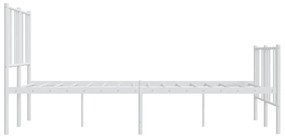 Estrutura de cama com cabeceira e pés 135x190 cm metal branco