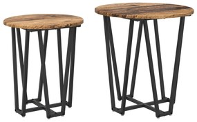 Mesa de Apoio 2 pcs de Madeira Velha, Engenharia de Madeira e Metal