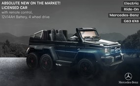Carro elétrico para Crianças Mercedes-Benz G63 6X6, tela LCD, retroiluminação, 2,4 Ghz, 12V14AH, bateria removível, MOTOR 4 X, controle remoto, assent