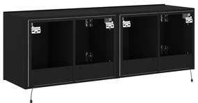 Móveis de parede p/ TV com luzes LED 2 pcs 60x35x41 cm preto