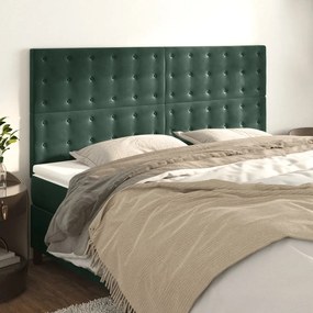 Cabeceira de cama 4 pcs veludo 80x5x78/88 cm verde-escuro