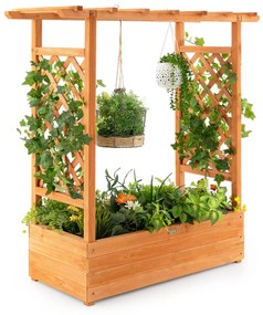 Floreira elevada com treliça para plantas em arco com orifícios de drenagem quintal jardim 100 x 44 x 113,5 cm
