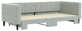 Sofá-cama com gavetão 90x200 cm veludo cinzento-claro
