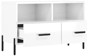 Móvel de TV 80x36x50 cm derivados de madeira branco brilhante