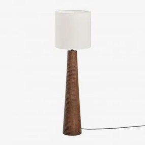 Candeeiro De Pé Em Madeira De Manga Malva Branco Ø30 Cm - ↑30 Cm Arlina - Sklum