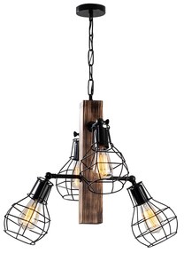 Candeeiro Chandelier Erebos – Preto em Madeira – 42 x 42 cm