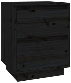 Mesas de cabeceira 2 pcs 40x35x50 cm pinho maciço preto
