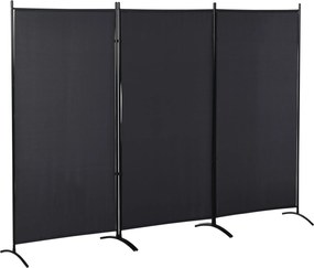 Biombo de 3 painéis, 2,53 x 0,5 x 1,82 A m.de proteção contra olhares indiscretos, biombo com base separadora em metal e poliéster cinzento escuro