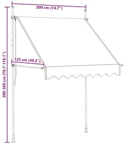 Toldo retrátil manual 200 cm riscas laranjas e brancas