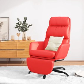 vidaXL Cadeira de descanso + apoio p/ pés couro artificial vermelho