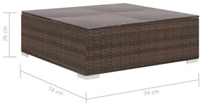 12 pcs conjunto lounge jardim c/ almofadões vime PE castanho