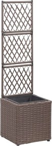 vidaXL Floreira com treliça e 1 vaso 30x30x107 cm vime PE castanho