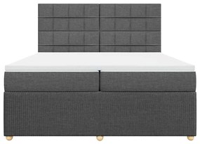 Cama com molas/colchão 200x200 cm tecido cinzento-escuro