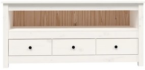 Móvel de TV 114x35x52 cm madeira de pinho maciça branco