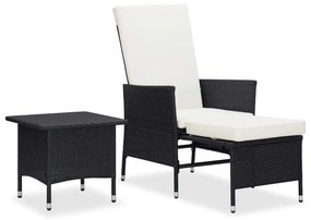 vidaXL 2 pcs conjunto lounge de jardim c/ almofadões vime PE preto