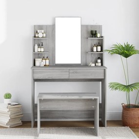820497 vidaXL Toucador com espelho 96x40x142 cm cor sonoma cinzento