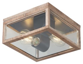 Plafon de teto industrial impressão de madeira IP44 2-Luzes - Charlois Industrial