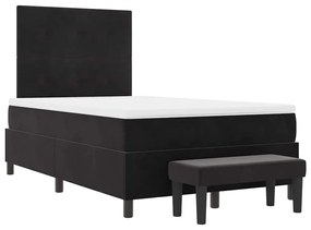 Cama Box com Colchão e Banco Preto 120x200 cm Veludo