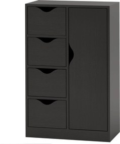 Móvel de arrumação 54 x 29 x 83 cm tipo aparador com 1 armário e 4 gavetas, em madeira, para sala de estar, cozinha, hall de entrada, sala de jantar,