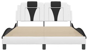 Estrutura cama c/ cabeceira 120x200 couro artif. branco/preto