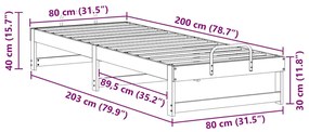 Estrutura de Cama com Alças Castanho 80 x 200 cm