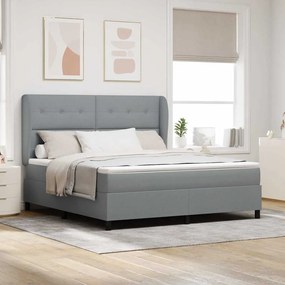 vidaXL Cama Box com colchão Cinzento-claro 180 x 200 cm tecido