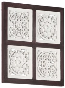 Painel parede esculpido à mão MDF 40x40x1,5 cm castanho/branco